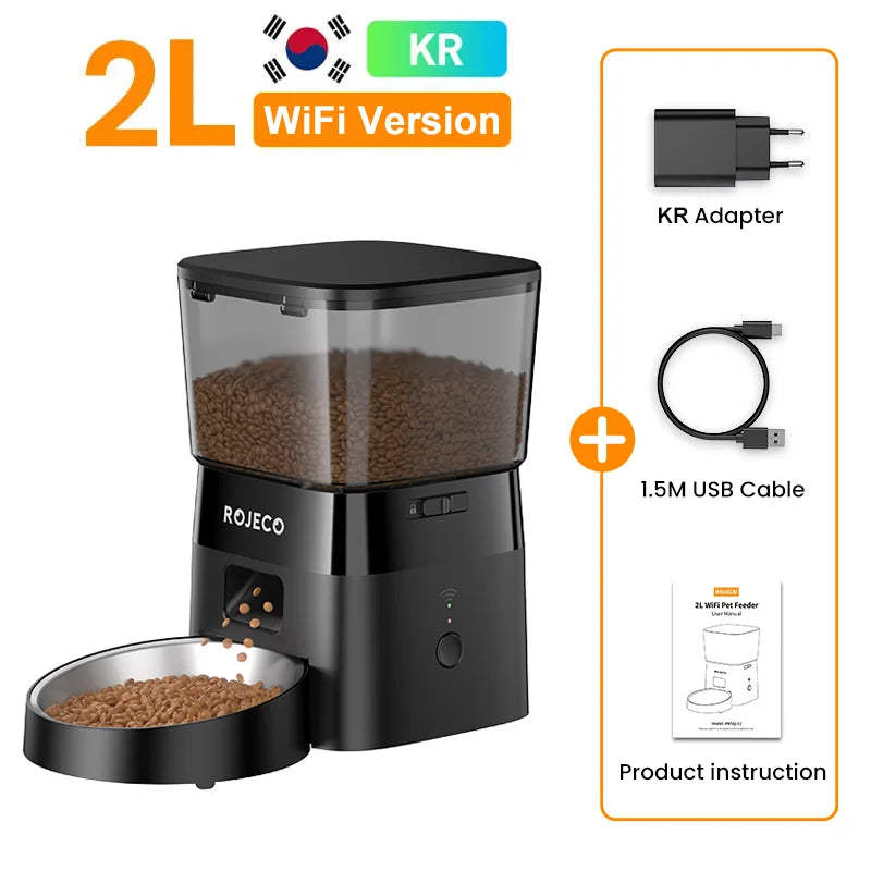 2L Automatic WIFI Cat Feeder Smart Pet Food Dispenser for Dry Food Dogs Kibble Dispenser with Remote Control Accessories