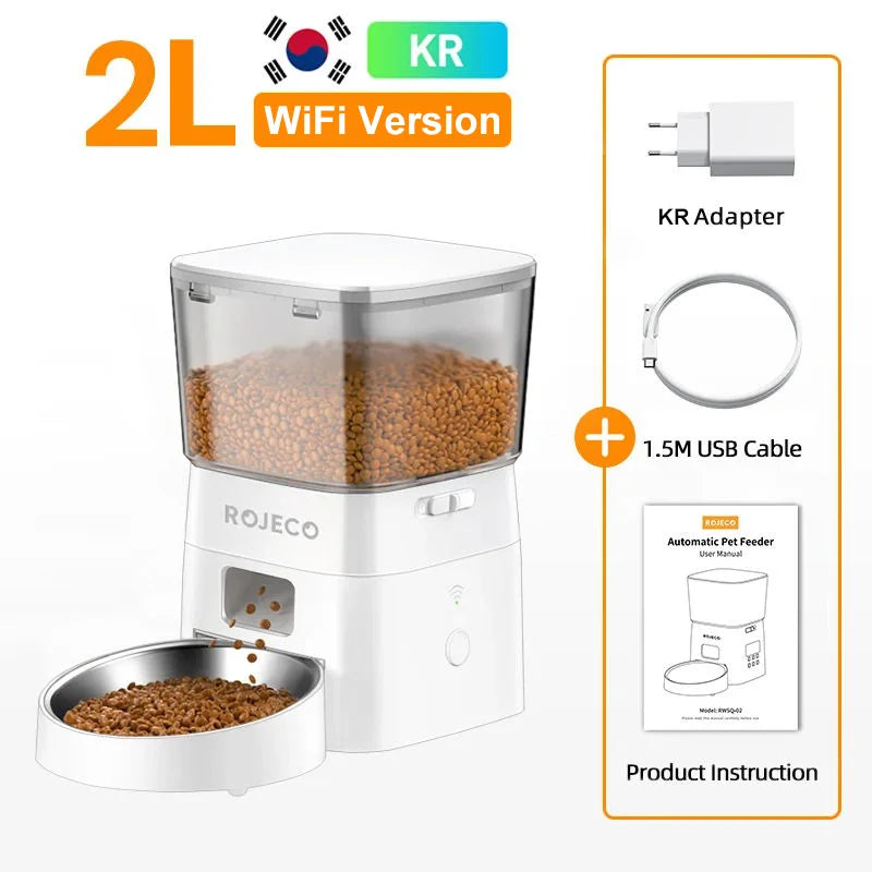2L Automatic WIFI Cat Feeder Smart Pet Food Dispenser for Dry Food Dogs Kibble Dispenser with Remote Control Accessories