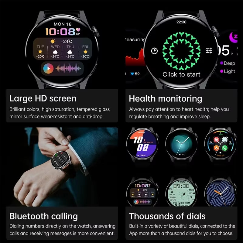 2024 Bluetooth Call Smart Watch Men Full Touch Sport Fitness Watches Men Waterproof Heart Rate Smartwatch Man Android IOS