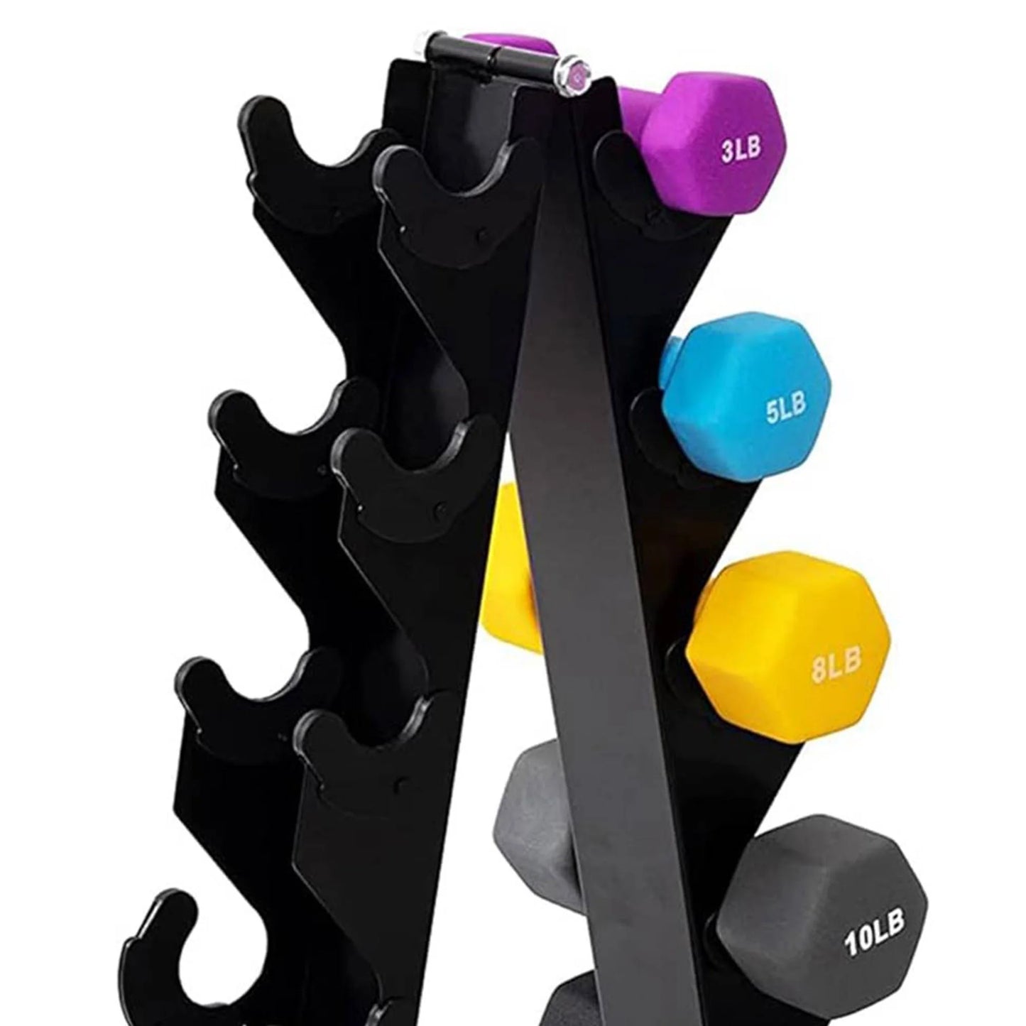 Fitness 76 Lb Neoprene Coated Dumbbell Set W/ Stand, Multicolor