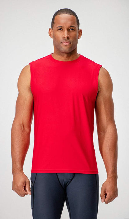 Men'S 2 Pack Cool-Chain Workout Tank Top Sleeveless (Red, Large)