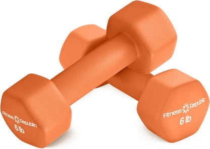 Neoprene Dumbbell Set of 2, Non-Slip, Hex Shape, Free Weights for Muscle Toning and Strength Building - Portable Home Gym Hand Weights