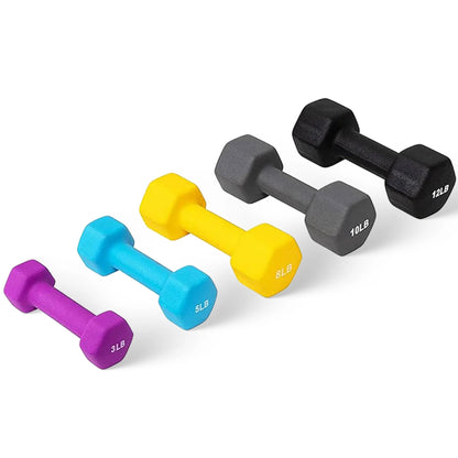 Fitness 76 Lb Neoprene Coated Dumbbell Set W/ Stand, Multicolor