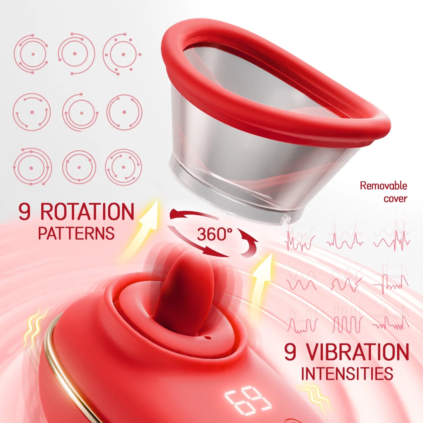 Adult Toys for Women Sucking Vibrator, 3 Sucking, 9 Tongue Licking & Vibrating Female Sex Toys Vibrators Nipple Toys,Rose Sex Toys for Women Pleasure