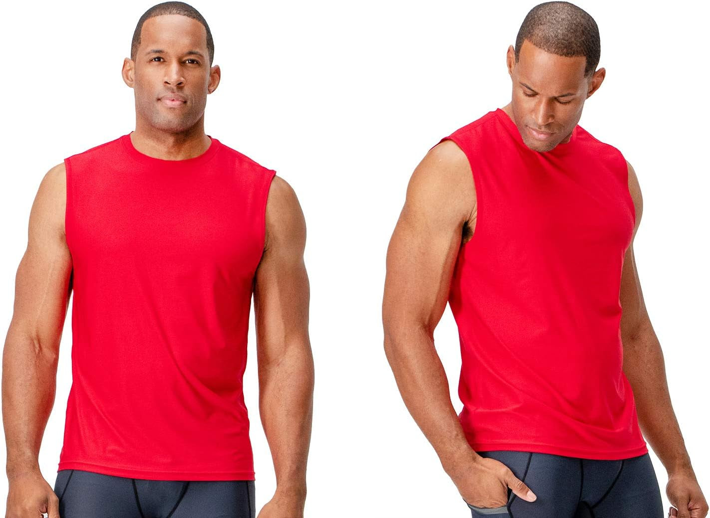 Men'S 2 Pack Cool-Chain Workout Tank Top Sleeveless (Red, Large)