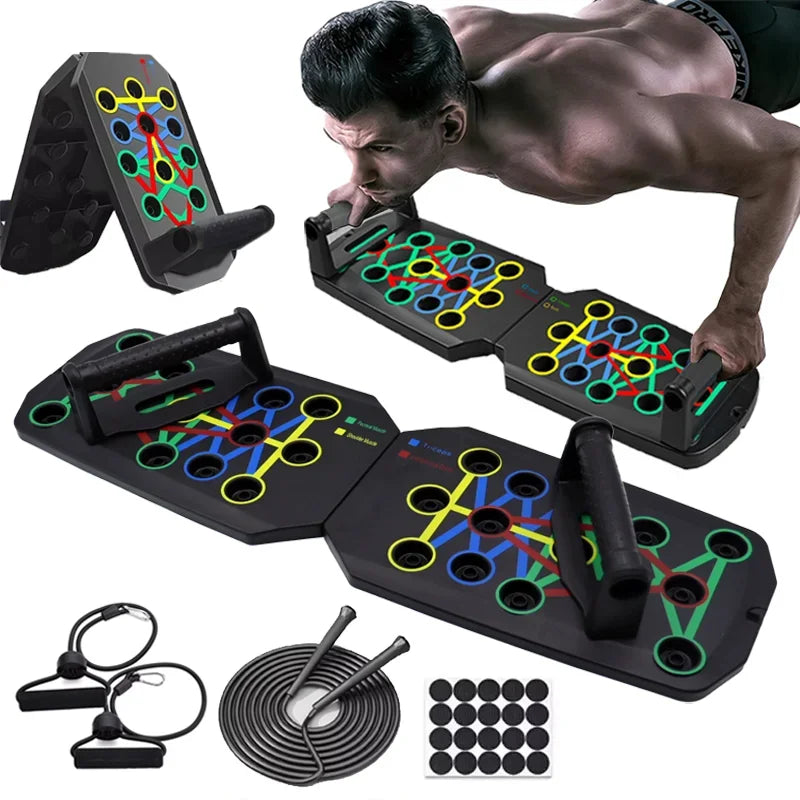 Foldable Push-Up Board Set - Multifunctional Fitness Equipment for Chest, Abdomen, Arms, and Back Workouts