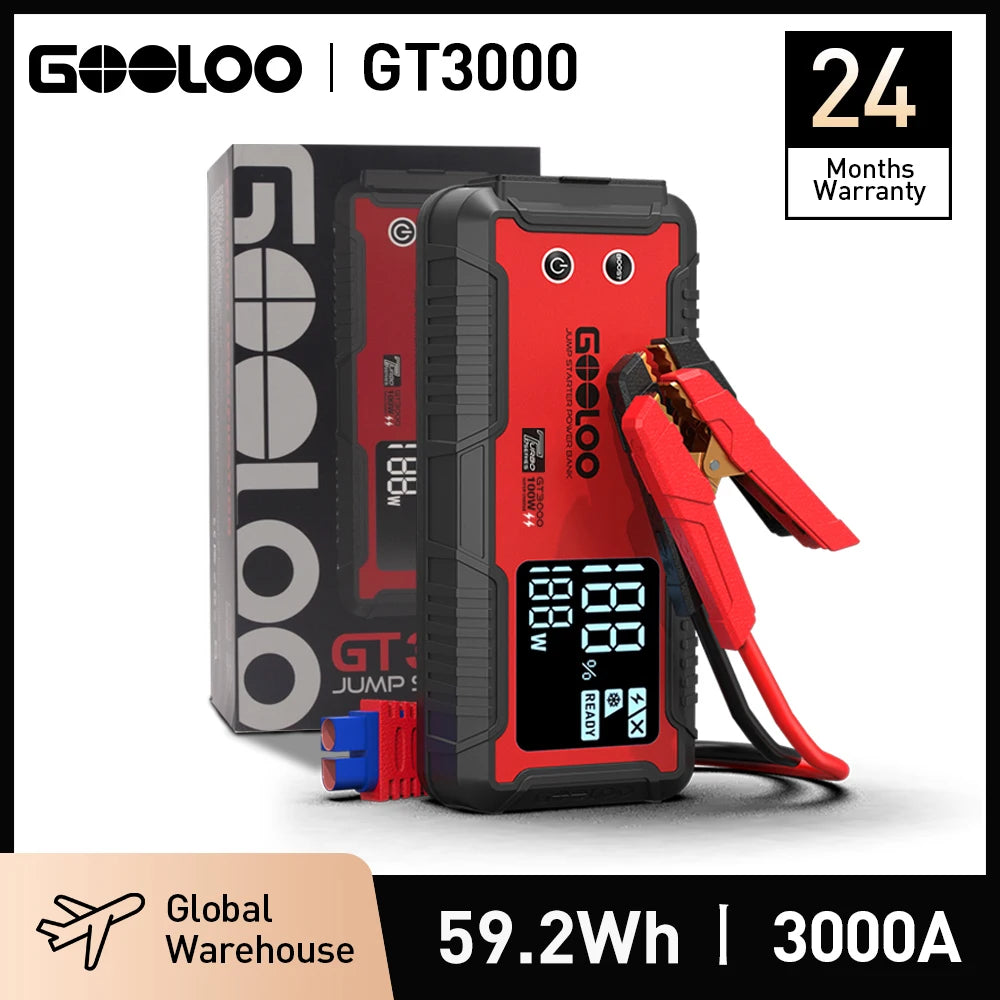 3000A Car Jump Starter 16000Mah Power Bank Portable Charger Booster 12V Auto Starting Device Emergency Battery Starter