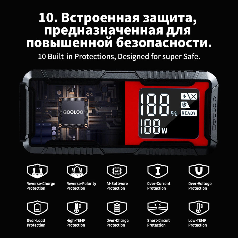 3000A Car Jump Starter 16000Mah Power Bank Portable Charger Booster 12V Auto Starting Device Emergency Battery Starter