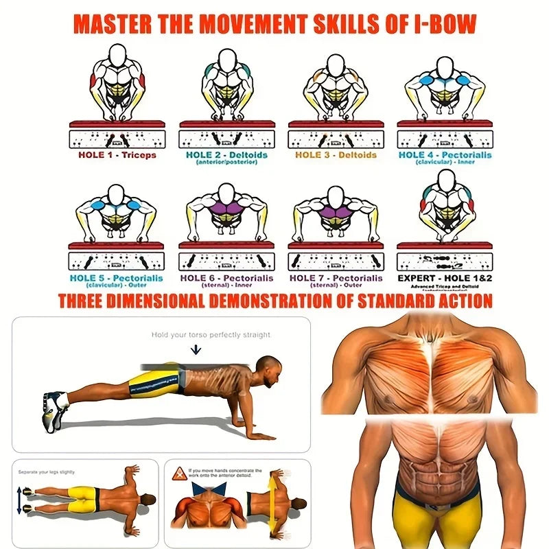 Foldable Push-Up Board Set - Multifunctional Fitness Equipment for Chest, Abdomen, Arms, and Back Workouts
